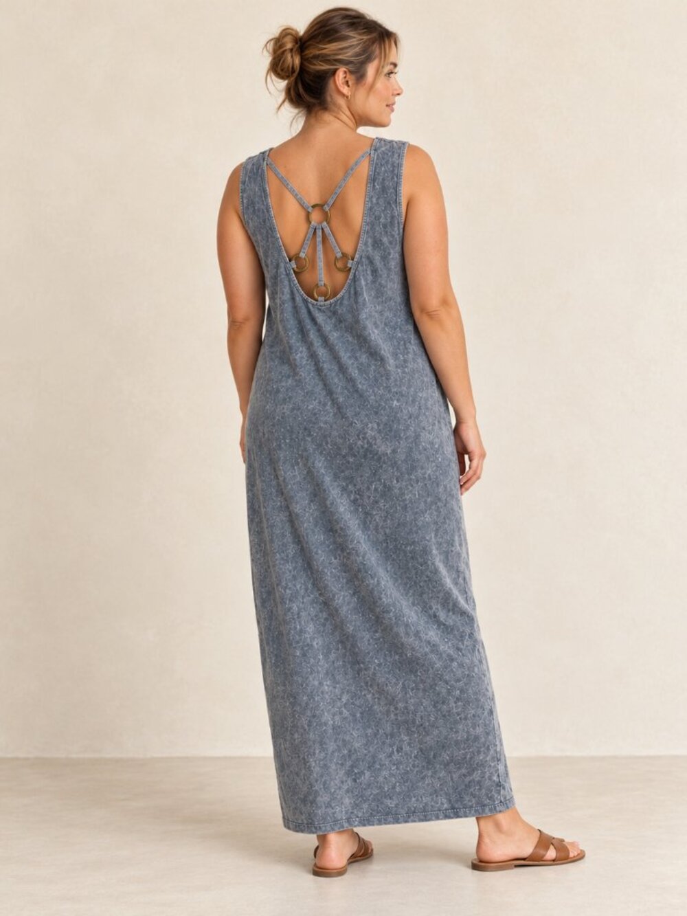 ASOS Grey Acid Wash Ring Back Maxi Dress – US 14